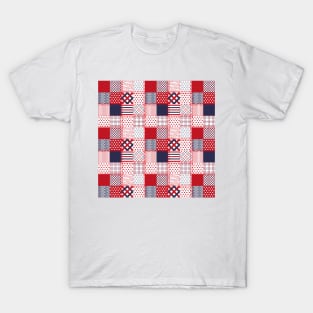 Red and blue. Patchwork T-Shirt